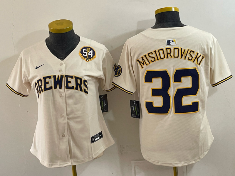 Women 2026 Milwaukee Brewers #32 Misiorowski cream Game Nike MLB Jersey 100402->women mlb jersey->Women Jersey